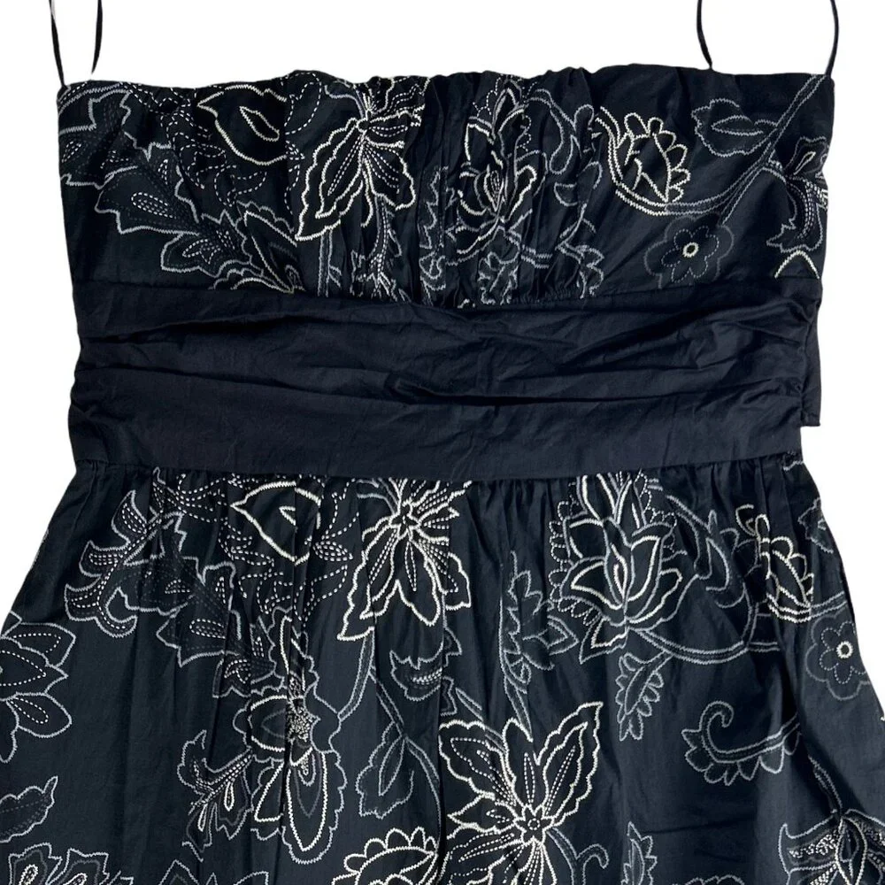 Costa Blanca Y2K Strapless Mini Dress Black Embroidered Floral Bow Coquette Part - Picture 10 of 14